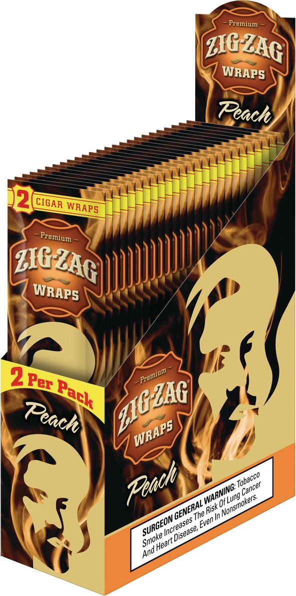 Zig Zag Peach Premium Cigar Wraps, 25 Packs of 2 ct