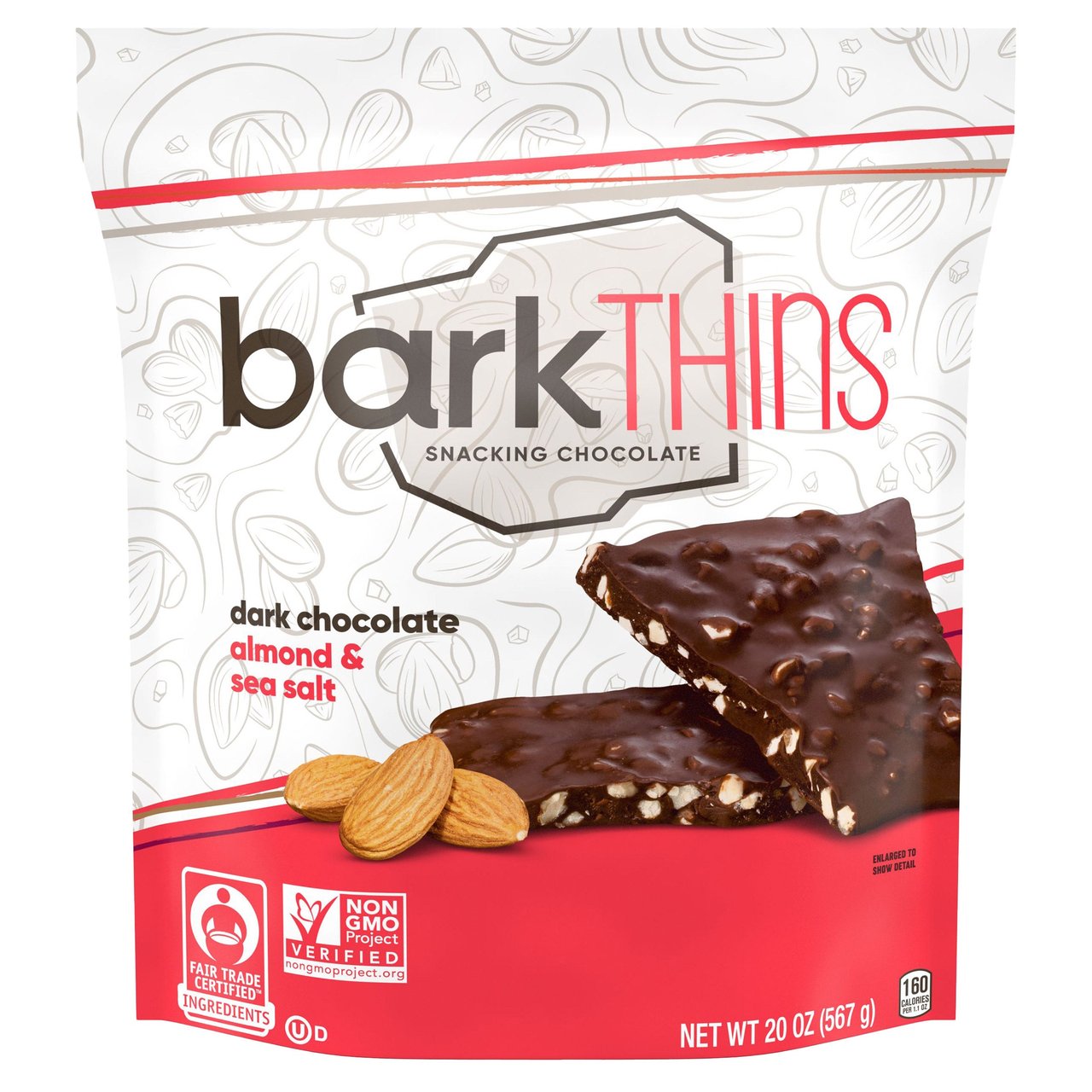 barkTHINS Dark Chocolate Almond & Sea Salt Snacking Chocolate, 20 oz - Image 1