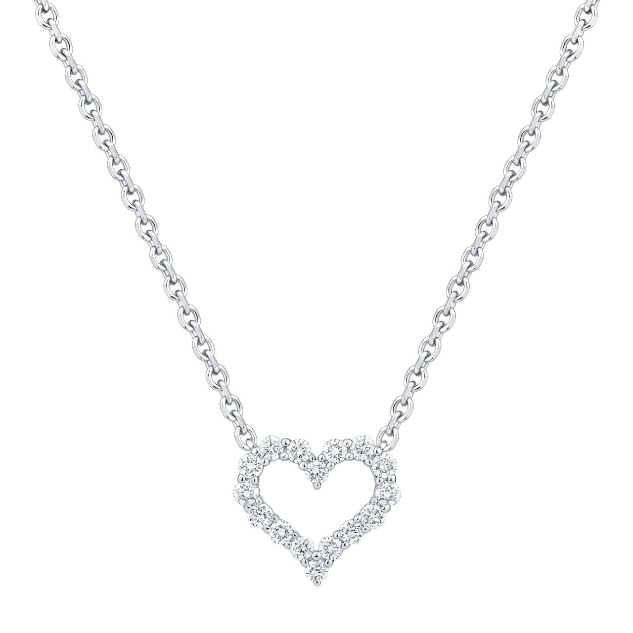 14kt White Gold VS2 I 0.25ctw Round Diamond Heart Necklace - Image 1