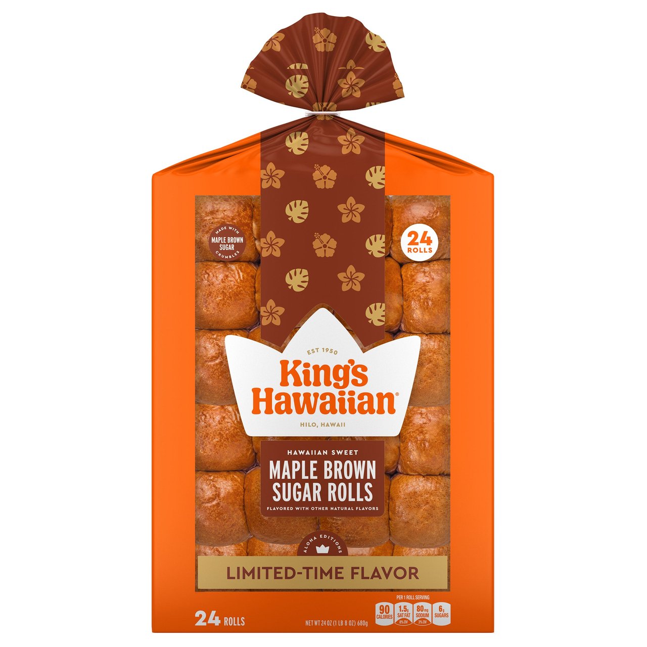 King's Hawaiian Bakery Maple Brown Sugar Rolls, 2-Pack/12 Count - Image 1