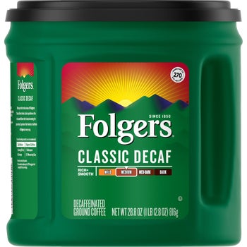 Folgers Classic Roast Decaf Ground Coffee, 28.8 oz