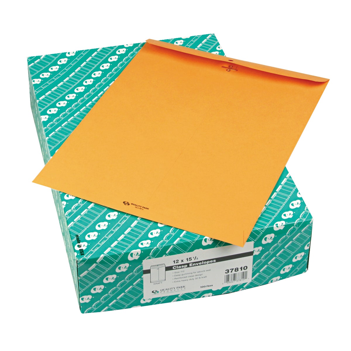 Quality Park Clasp Envelope, 12" x 15.5", Kraft, 100 Count