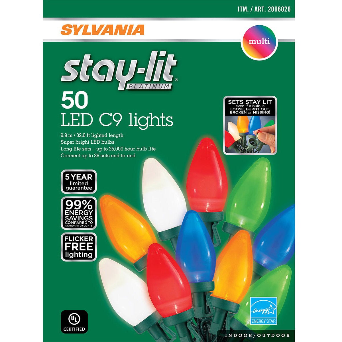 Sylvania C9 Multi Color Lights 50 Count - Image 1