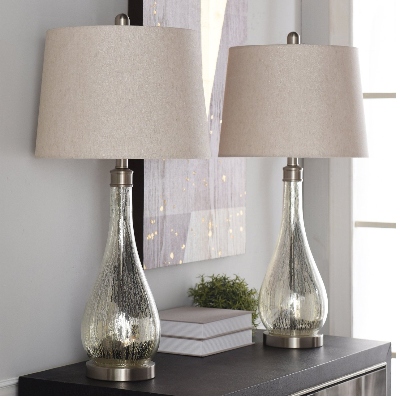Stylecraft Willow Mercury Glass Table Lamp, 2-Pack - Image 1