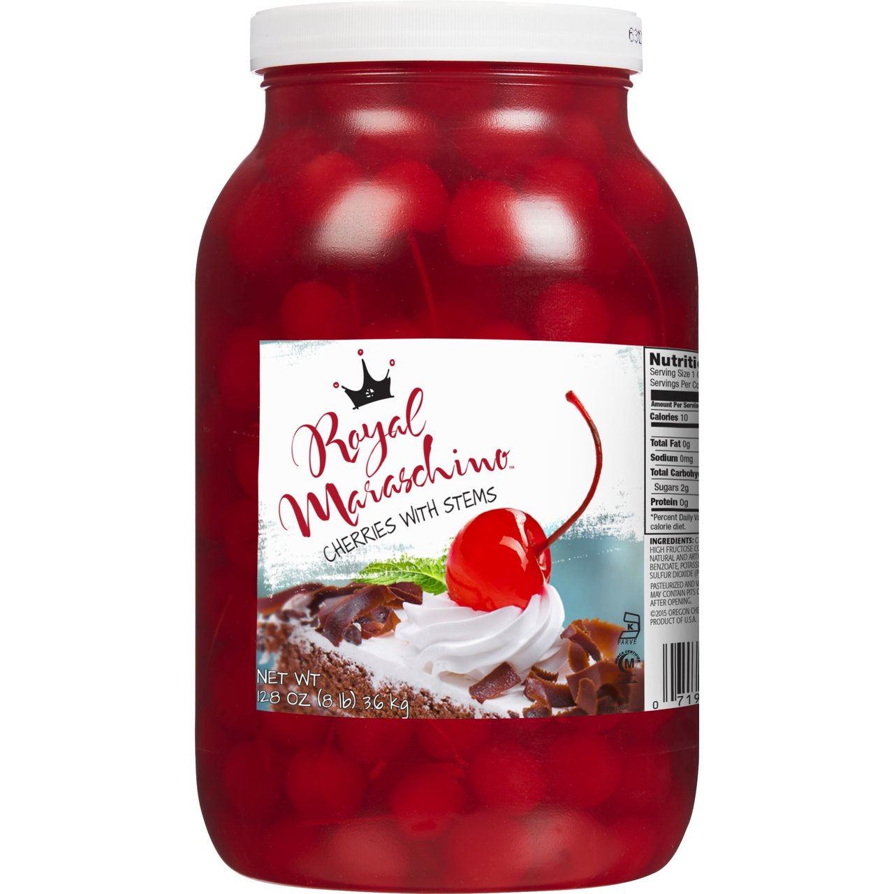 Royal Maraschino Cherries with Stems 1 Gallon - Image 1