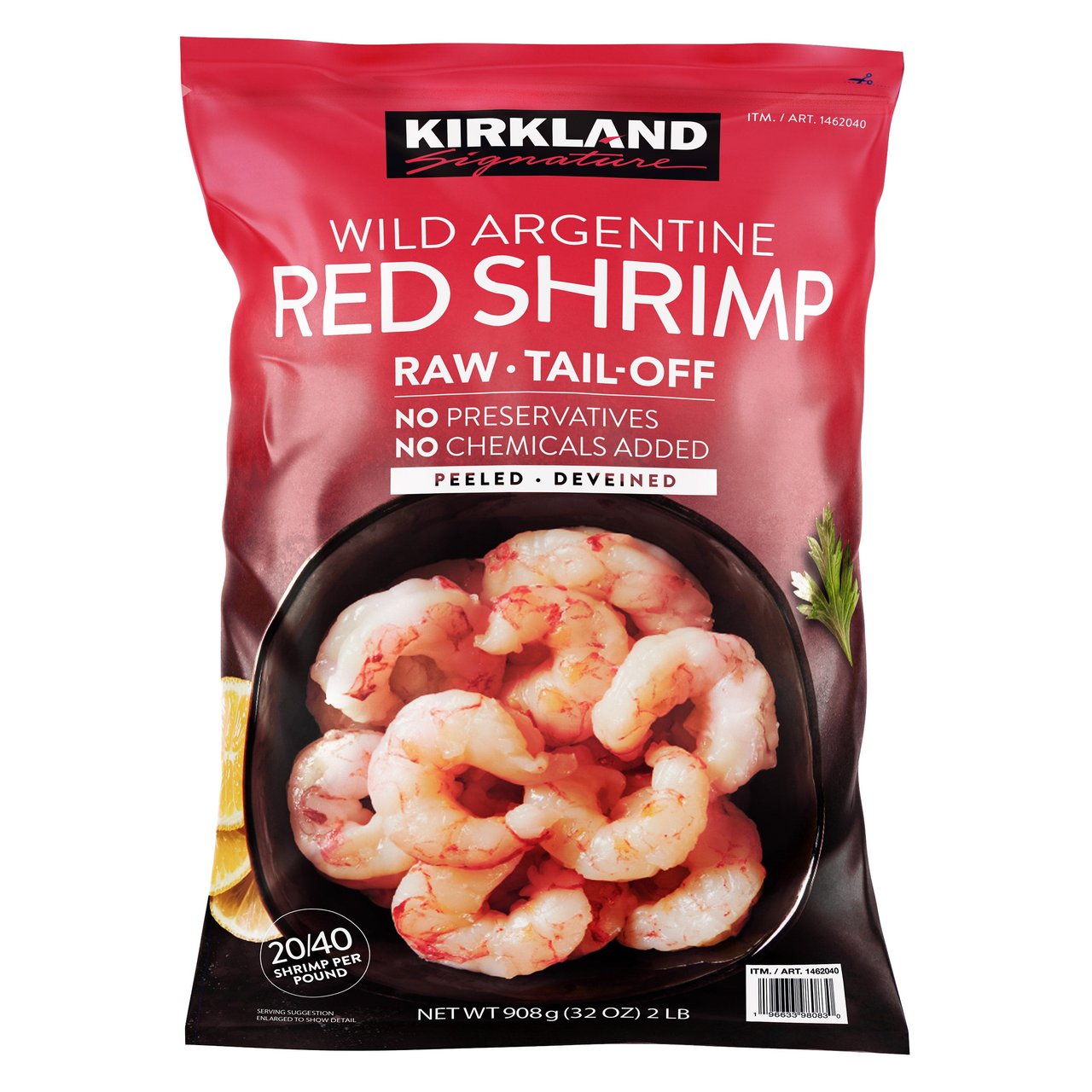 Kirkland Signature Wild Argentine Red Shrimp, 20/40 Count, 2 Pound Bag - Image 1