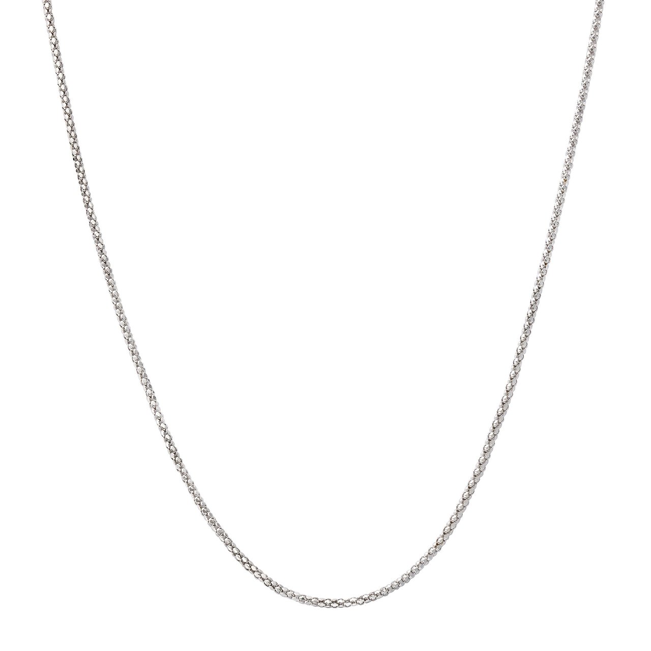 14kt White Gold Popcorn Chain 18" Made in Italy - Image 1