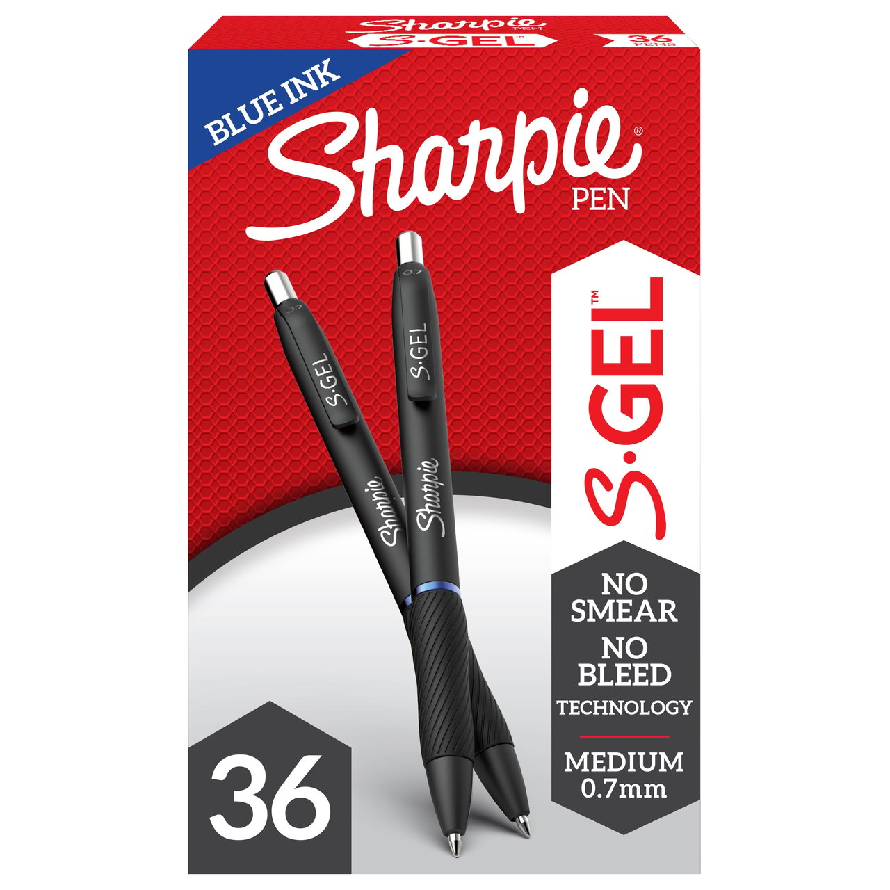 Sharpie S-Gel Retractable Gel Pens, Medium Point 0.7mm, Blue Ink, 36 ct - Image 1