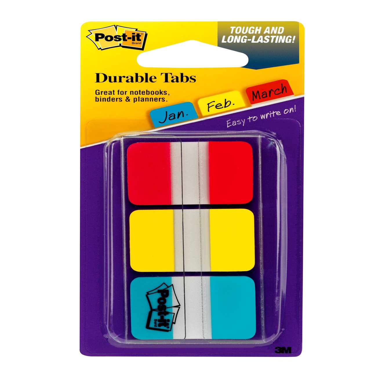 Post-it 1.5" Durable Filing Tabs, Assorted Colors, 198 Count (MMM686-RYBKT) - Image 1