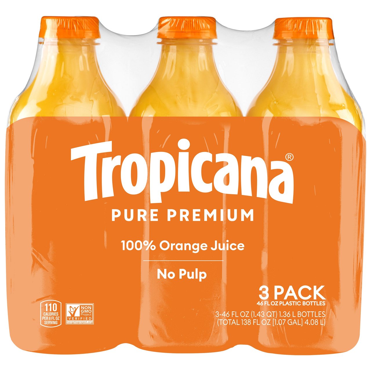 Tropicana Pure Premium 100% Orange Juice 3/46 fl oz (4.313 qts) - Image 1