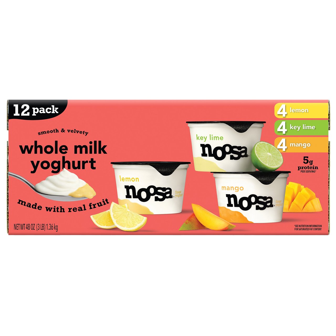 Noosa Lime, Lemon & Mango Yoghurt Variety Pack, 12 Count, 4 oz Each - Image 1
