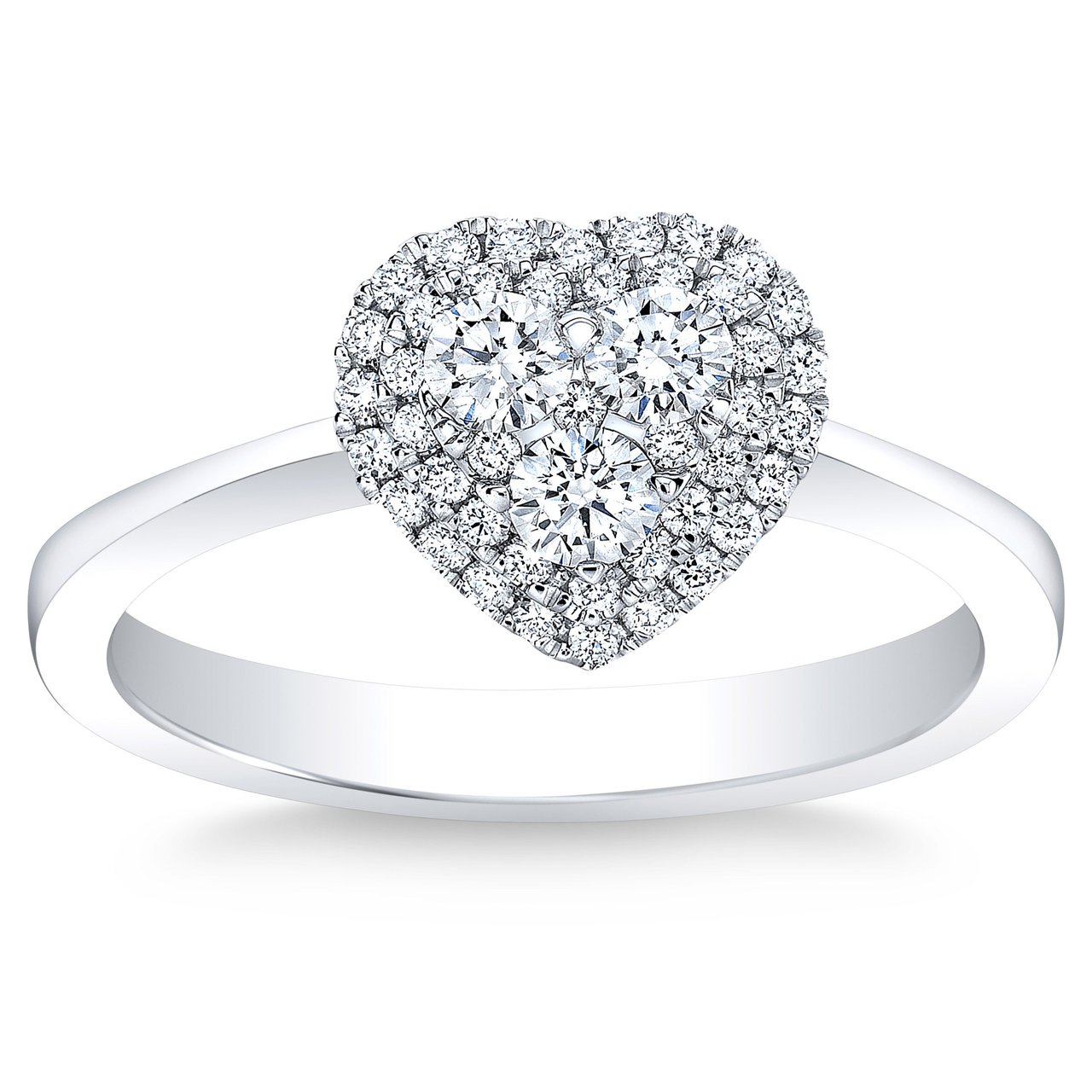 14K White Gold VS2 I 0.44ctw Round Diamond Heart Ring - Image 1