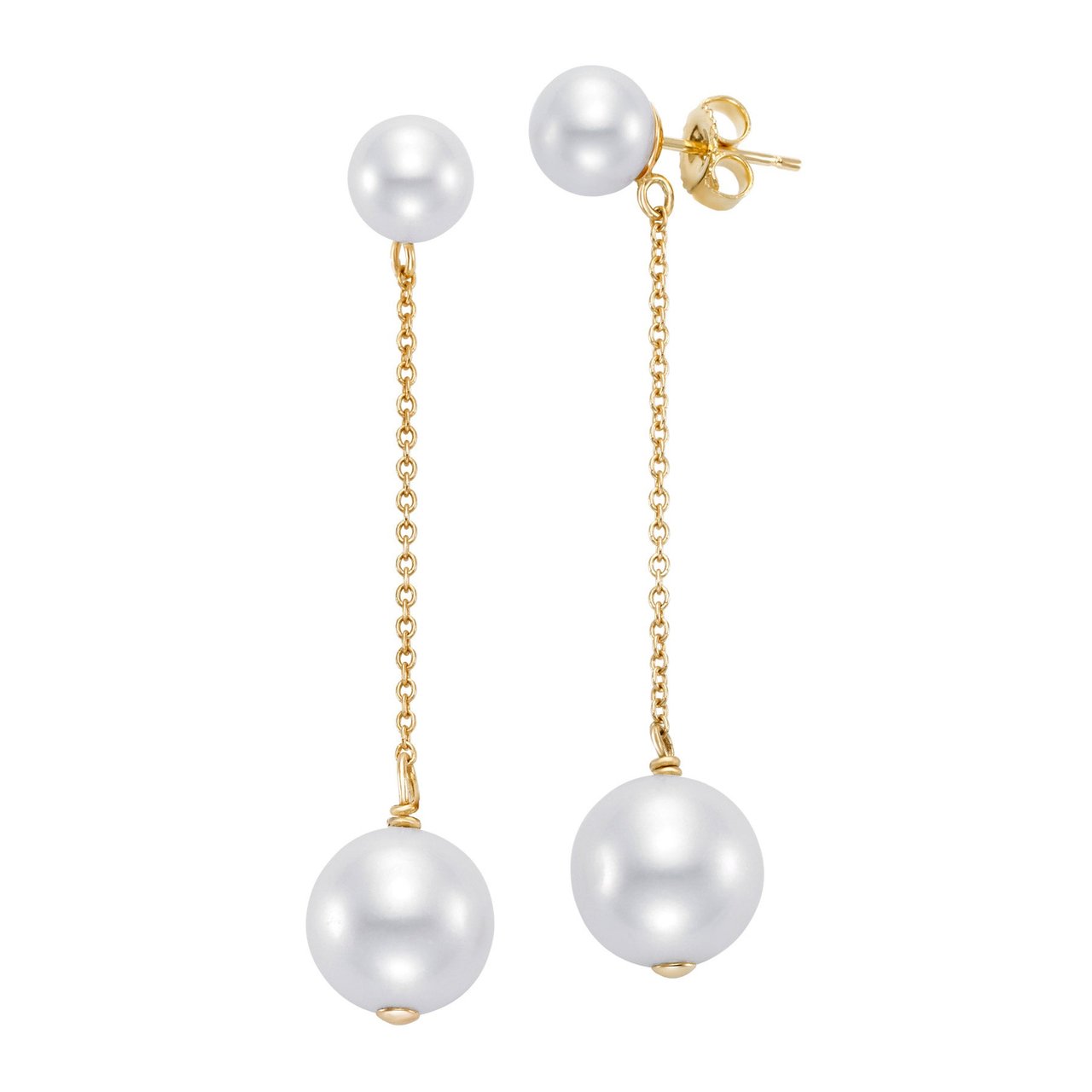 14kt Gold 5.5-9mm Freshwater Cultured Pearl Dangle Earrings - Image 1