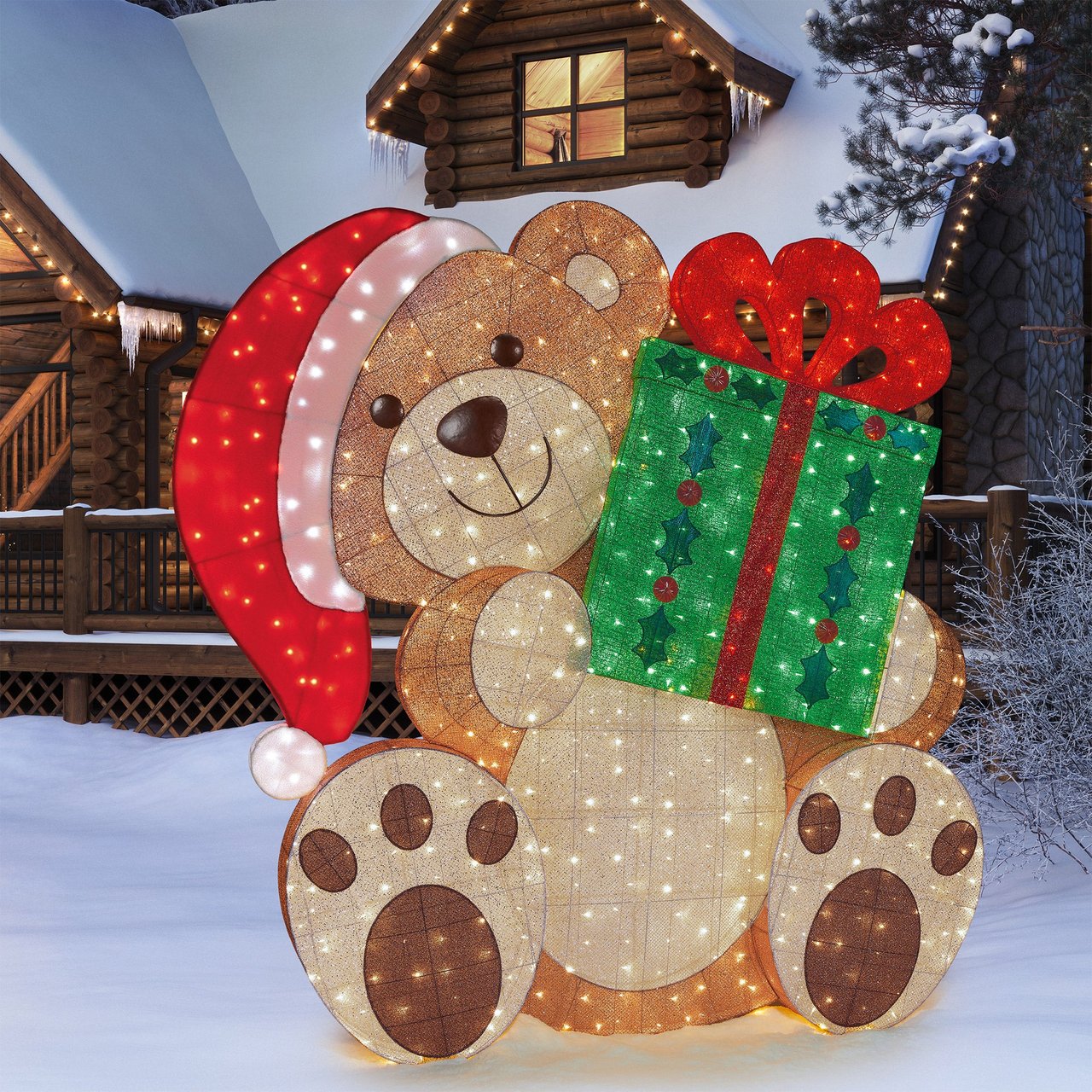 8.7' Holiday Bear with Present - Image 1