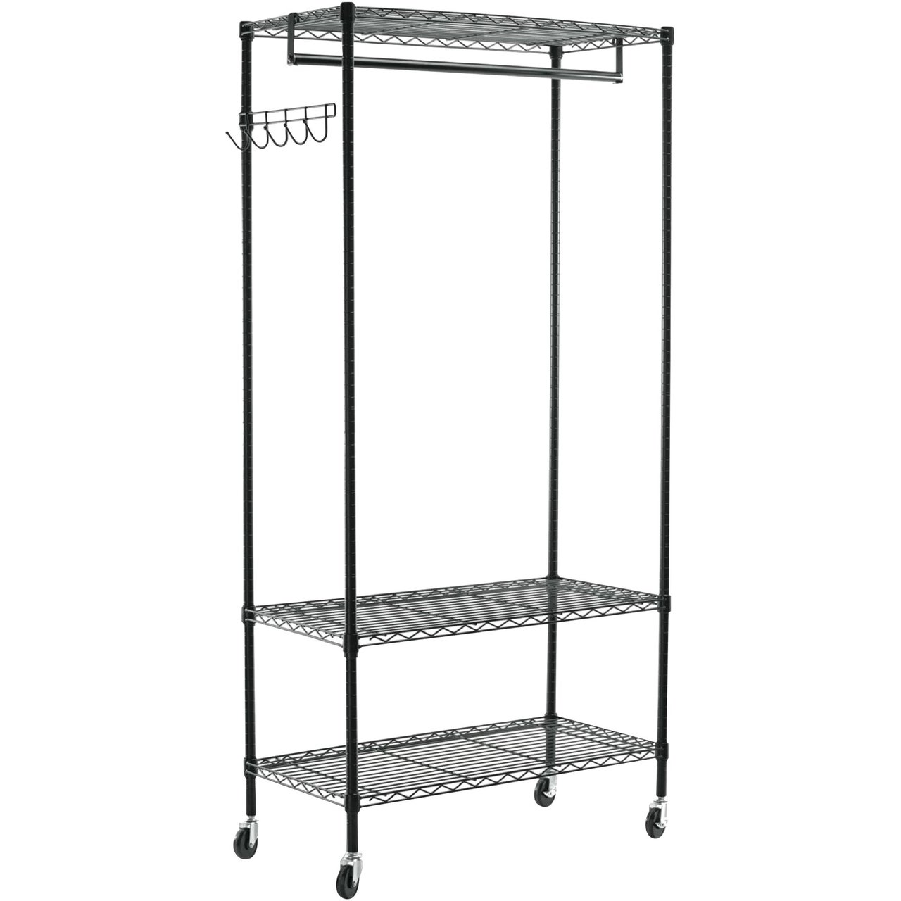 Alera 48" x 18" Wire Shelving Garment Rack with Casters, Black (ALEGR364818BL) - Image 1