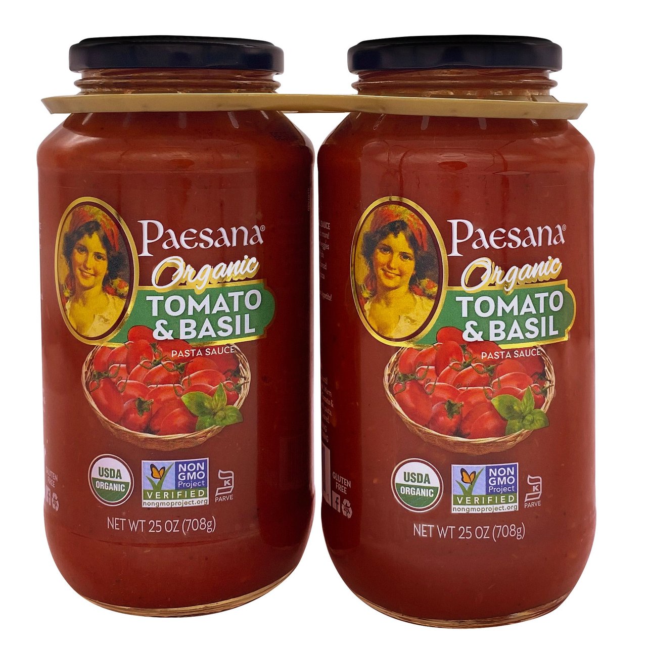 Paesana Organic Tomato Basil Pasta Sauce, 25 oz, 2-Pack - Image 1
