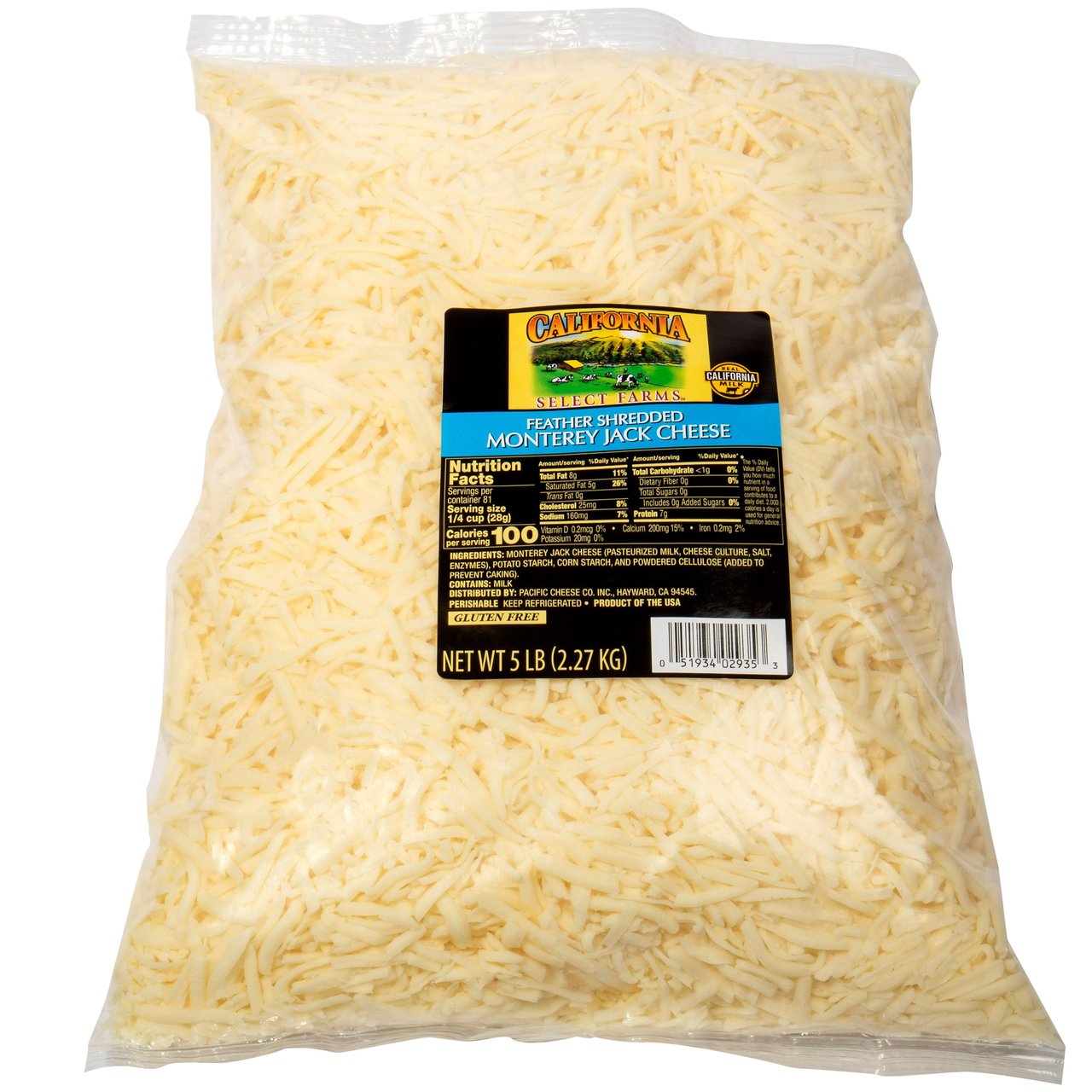 California Select Farm Shredded Monterey Jack 5 lbs