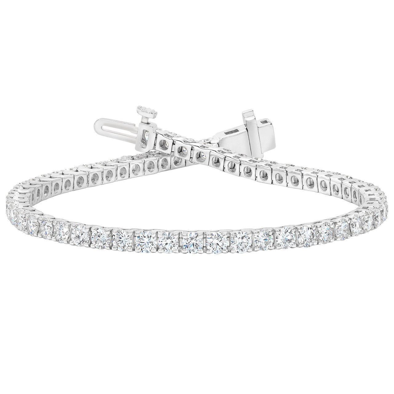 14KT White Gold VS2 I 5.00ctw Round Diamond Tennis Bracelet - Image 1