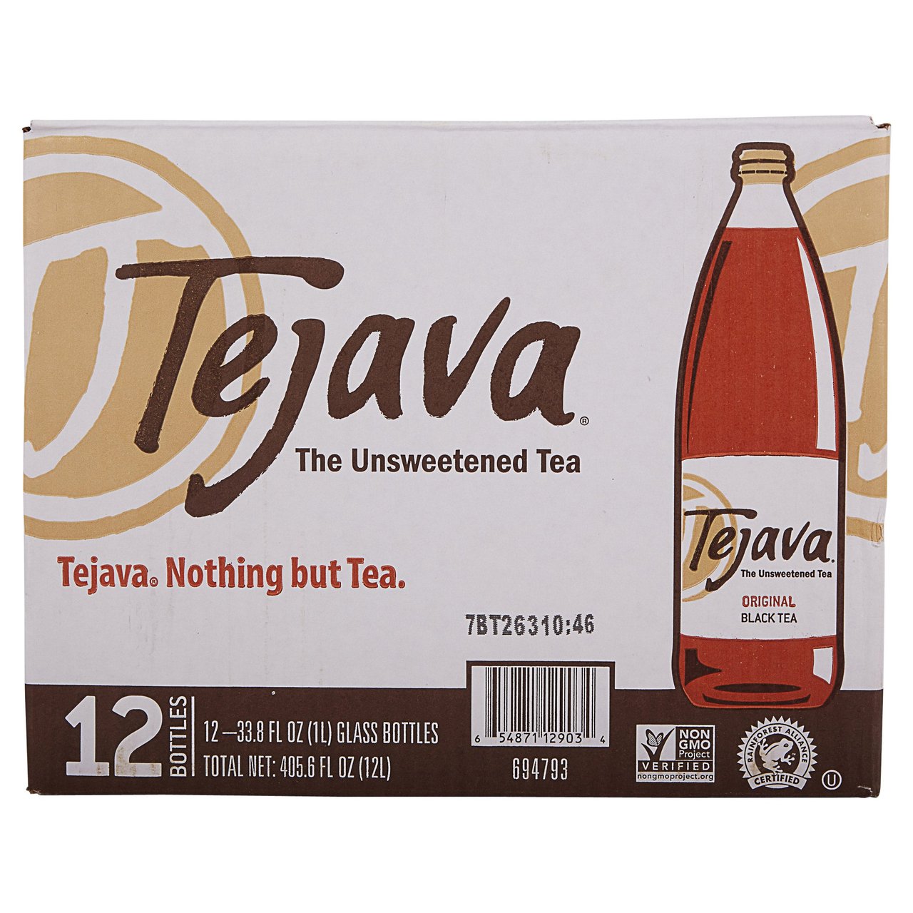Tejava Unsweetened Black Iced Tea 12/33.8 oz Glass Bottles - Image 1