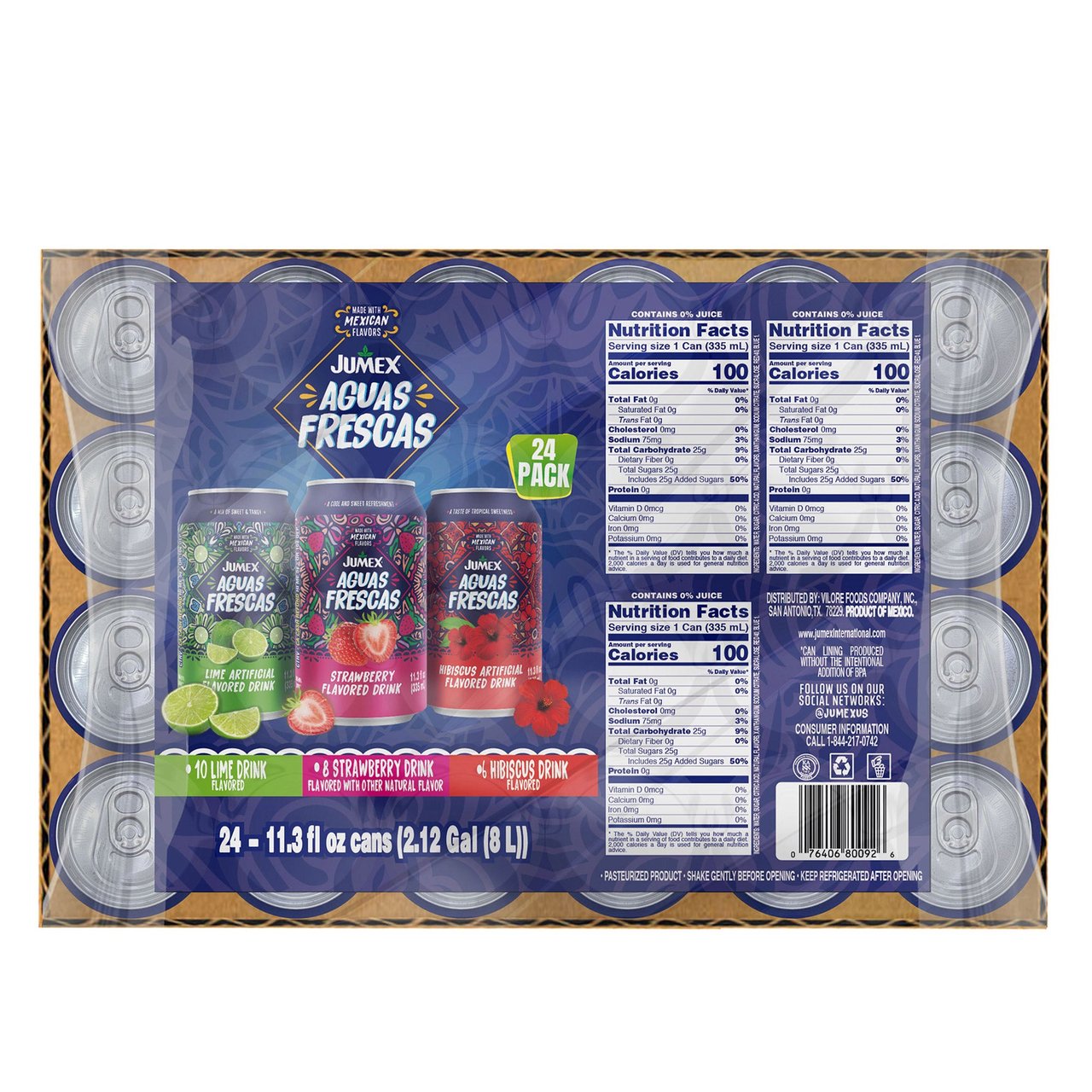 Jumex Aguas Frescas Hibiscus, Lime & Strawberry 24-Pack / 11.3 fl oz - Image 1