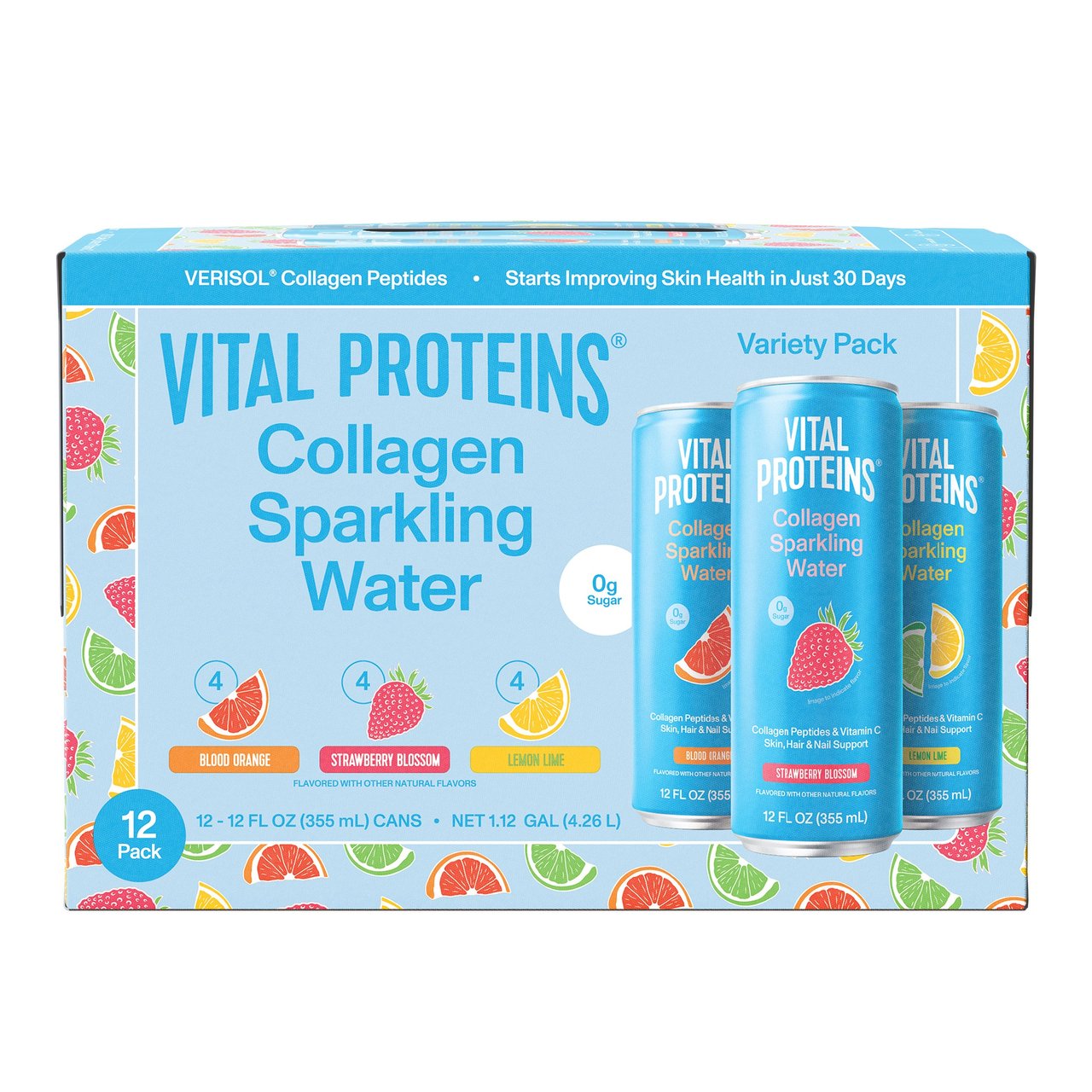 Vital Proteins Collagen Sparkling Water, 12-Pack 12 oz Cans