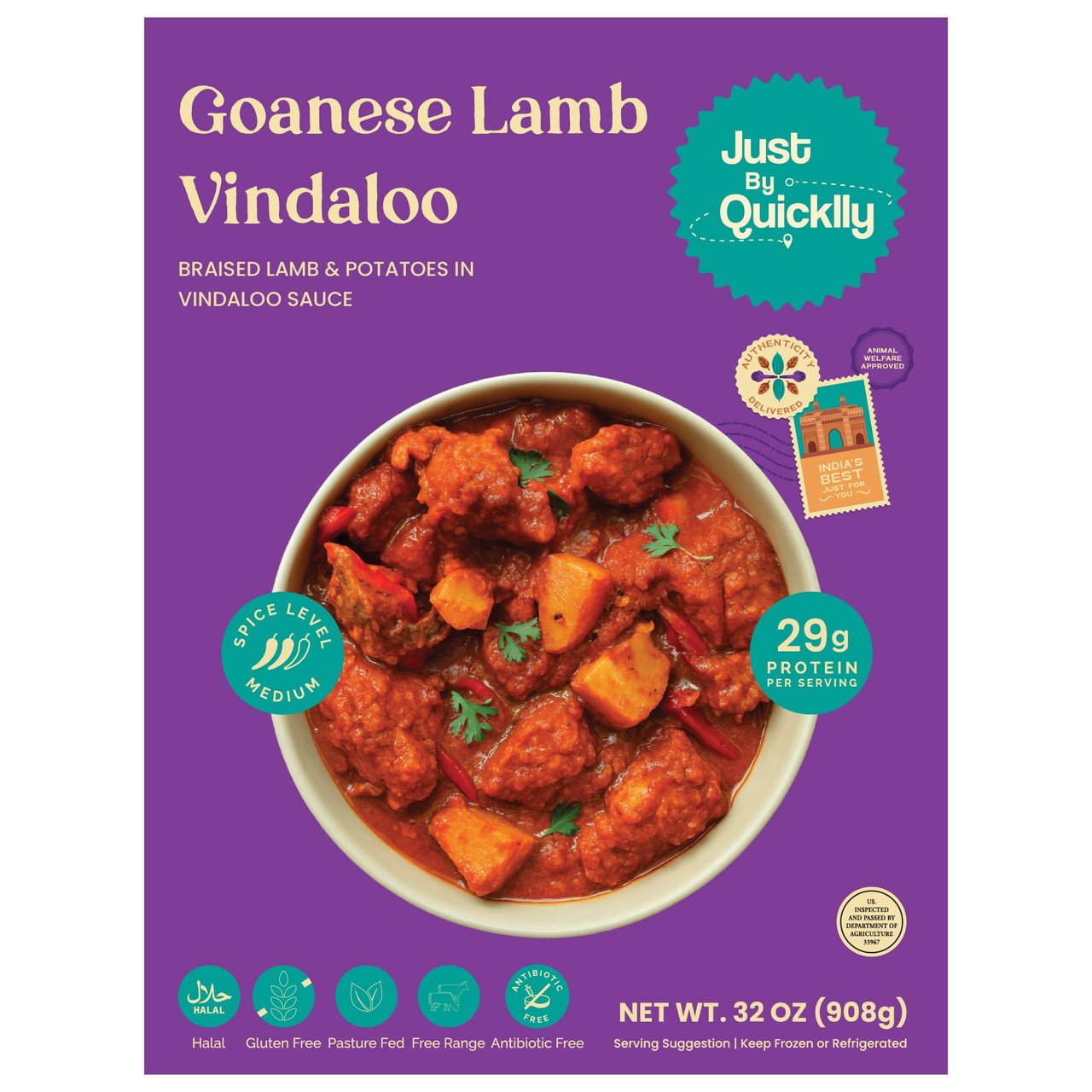 Just by Quicklly Goanese Lamb Vindaloo, 32 oz - Image 1