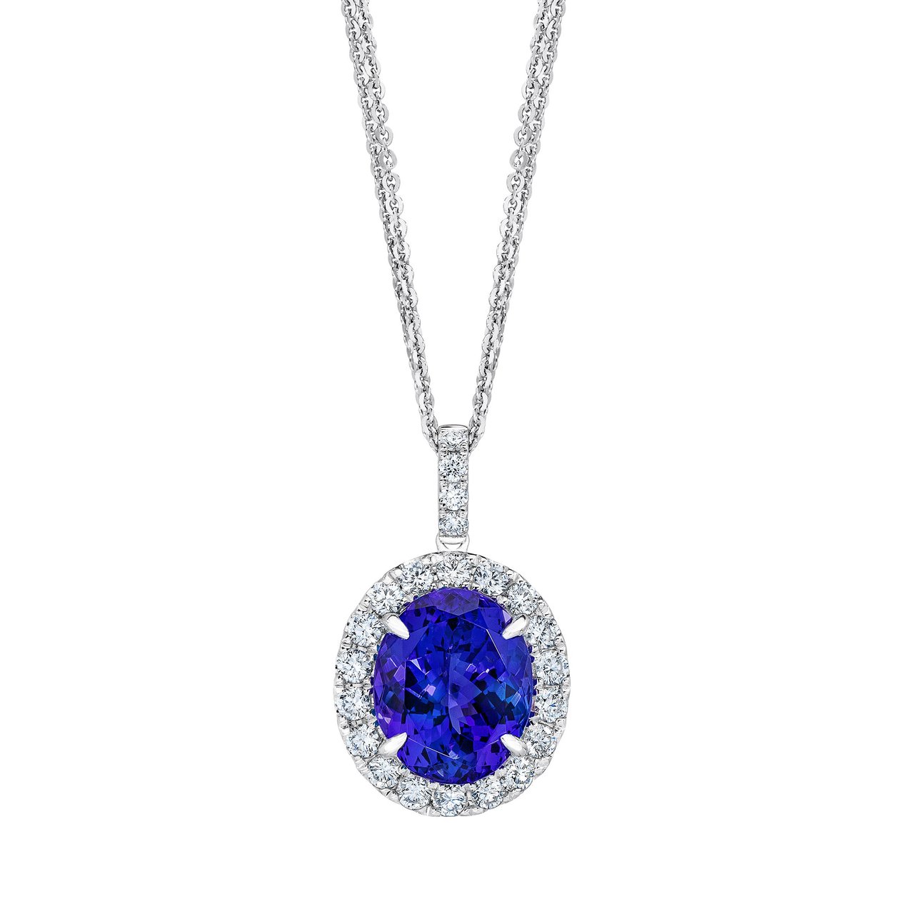 18kt White Gold .74 CTW VS2 I Diamond & Tanzanite Pendant - Image 1