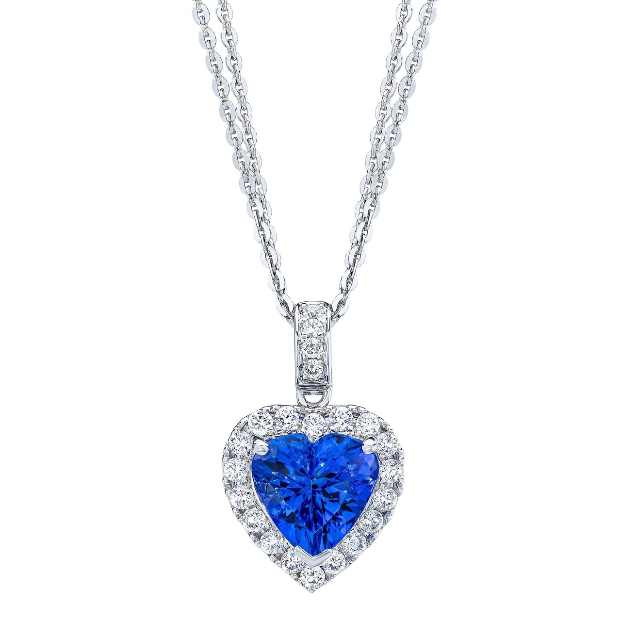 14kt White Gold Tanzanite & Diamond Heart Pendant, 0.30 CTW, VS2 Clarity, I Color - Image 1