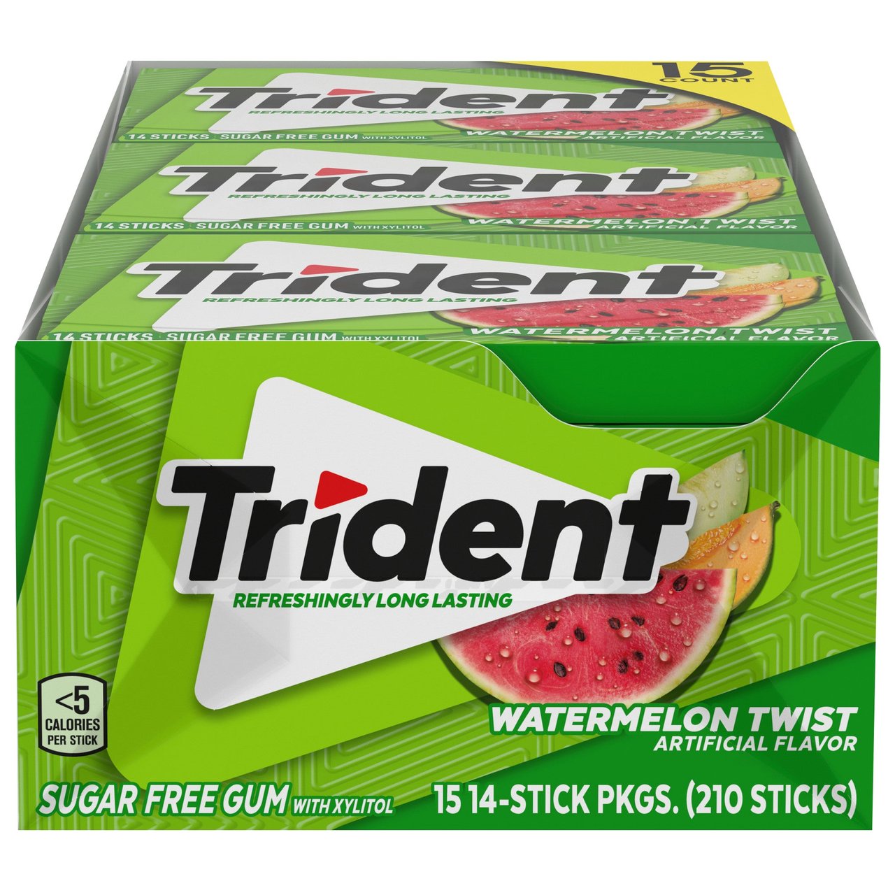 Trident Watermelon Twist Sugar Free Gum, 15-Count / 14 Pieces - Image 1