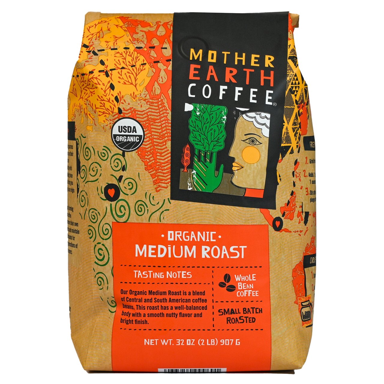 Mother Earth Coffee Organic Medium Roast 2 Pound Bag - Image 1
