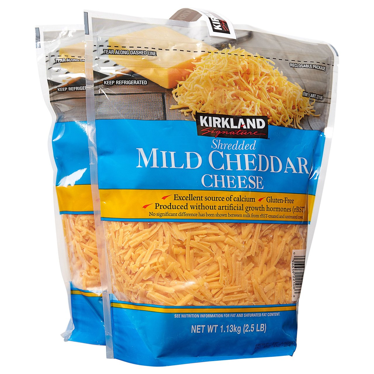 Kirkland Signature Mild Cheddar Shredded, 2/40 oz (5 lbs) - Image 1