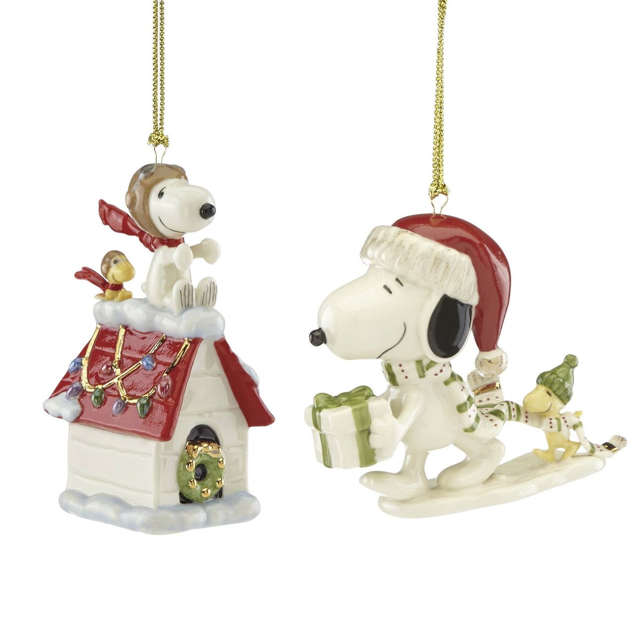 Lenox Peanuts Snoopy Christmas Ornaments, Set of 2 - Image 1