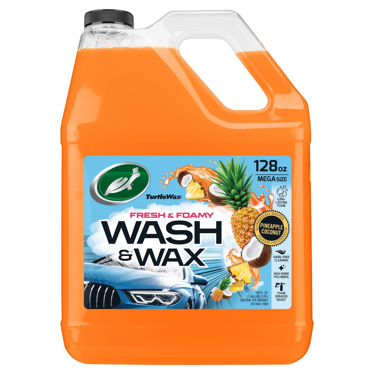 Turtle Wax Fresh Foamy Wash & Wax, Pineapple Coconut, 128 oz