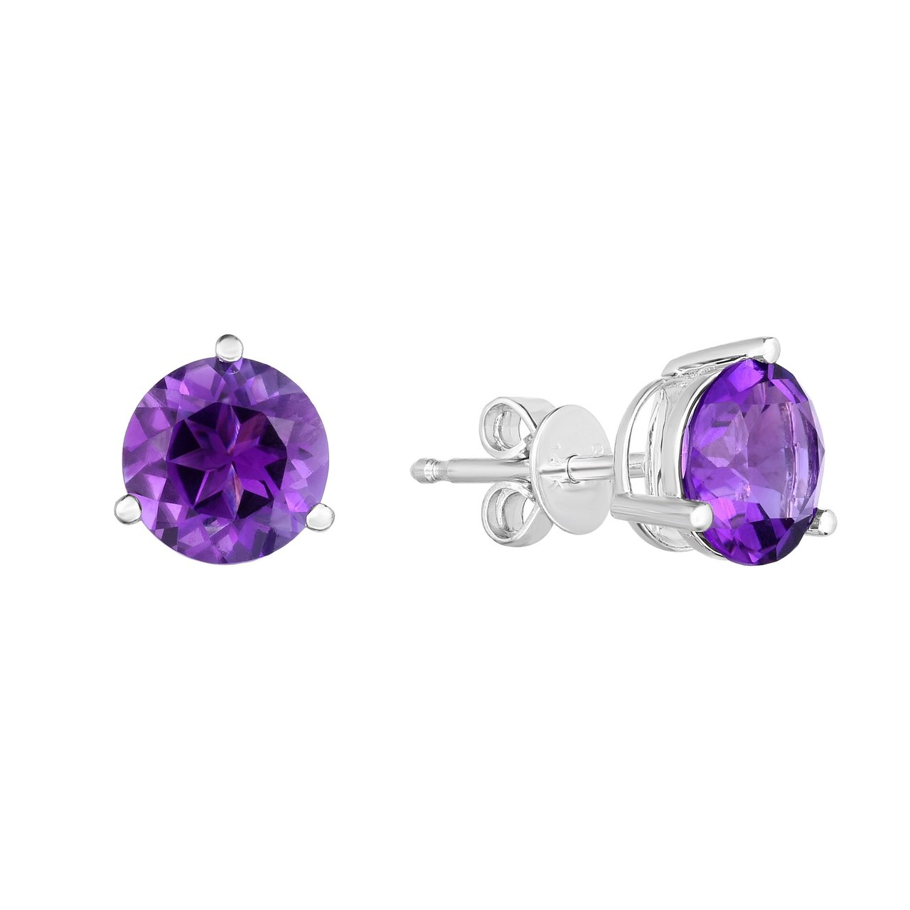 14kt White Gold 7mm Amethyst Stud Earrings - Image 1