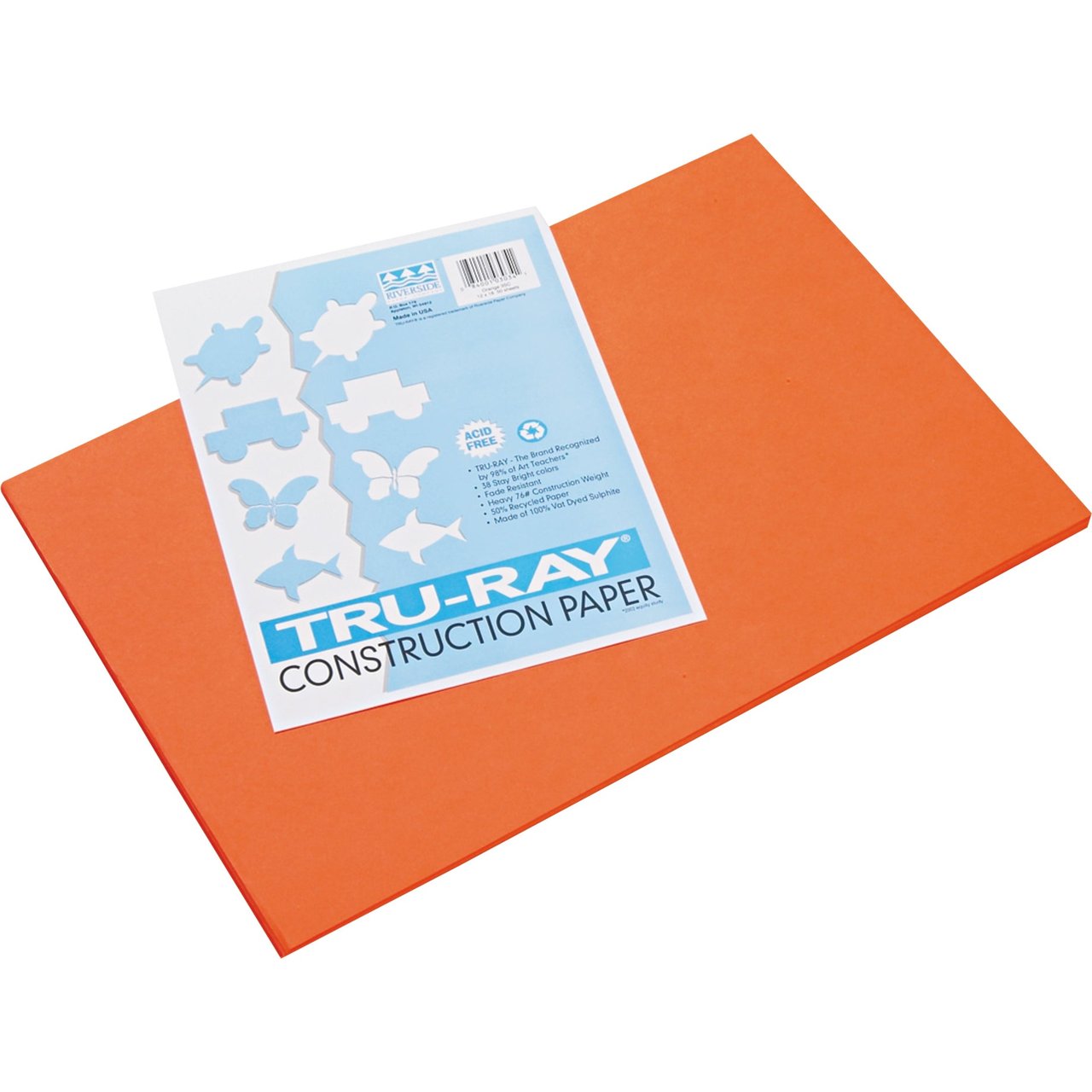 Pacon Tru-Ray 12" x 18" Construction Paper, Orange, 50 Sheets (PAC103034)