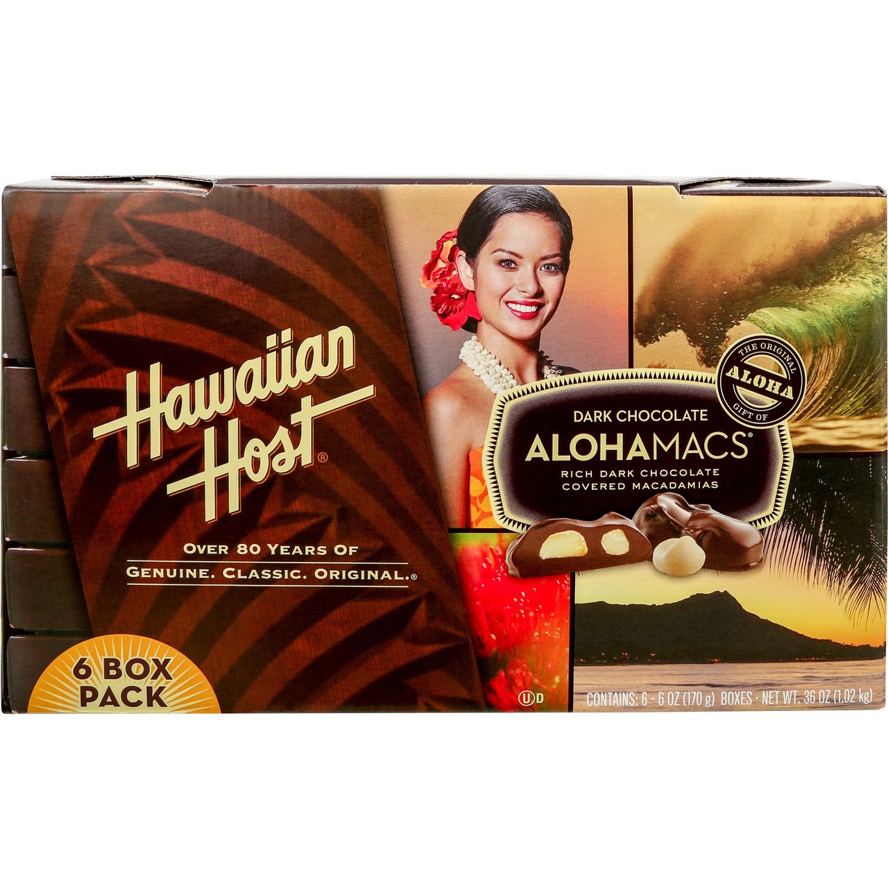 Hawaiian Host AlohaMacs Dark Chocolate, 6 × 6 oz