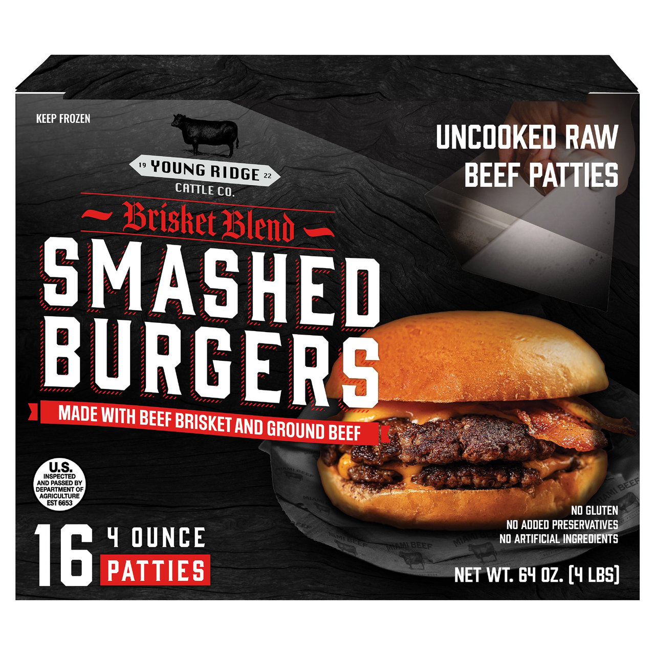Young Ridge Brisket Blend Smash Burgers 4 lbs - Image 1