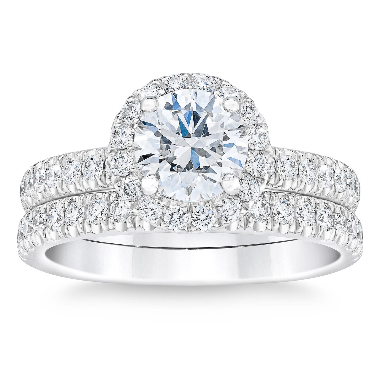1.91 CTW Round Diamond Platinum Wedding Set, 1.11 CT Center, VVS2 Clarity, I Color - Image 1
