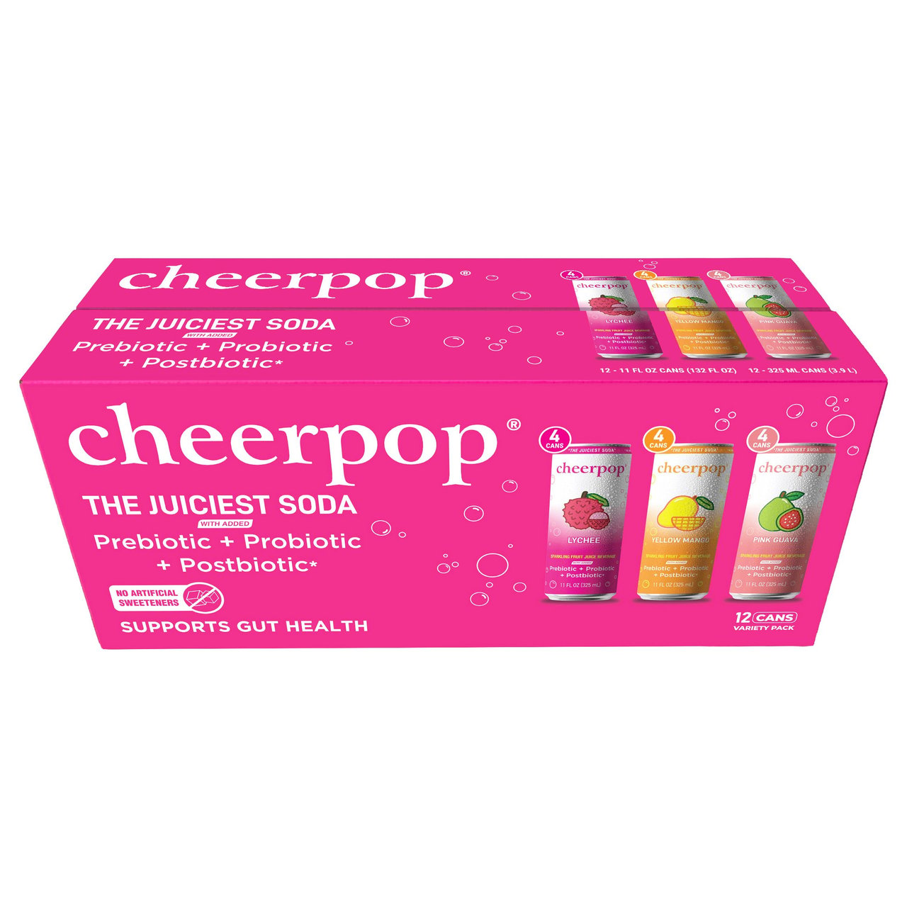 Cheerpop Prebiotic Soda Variety Pack, 12 x 11 fl oz Cans - Image 1