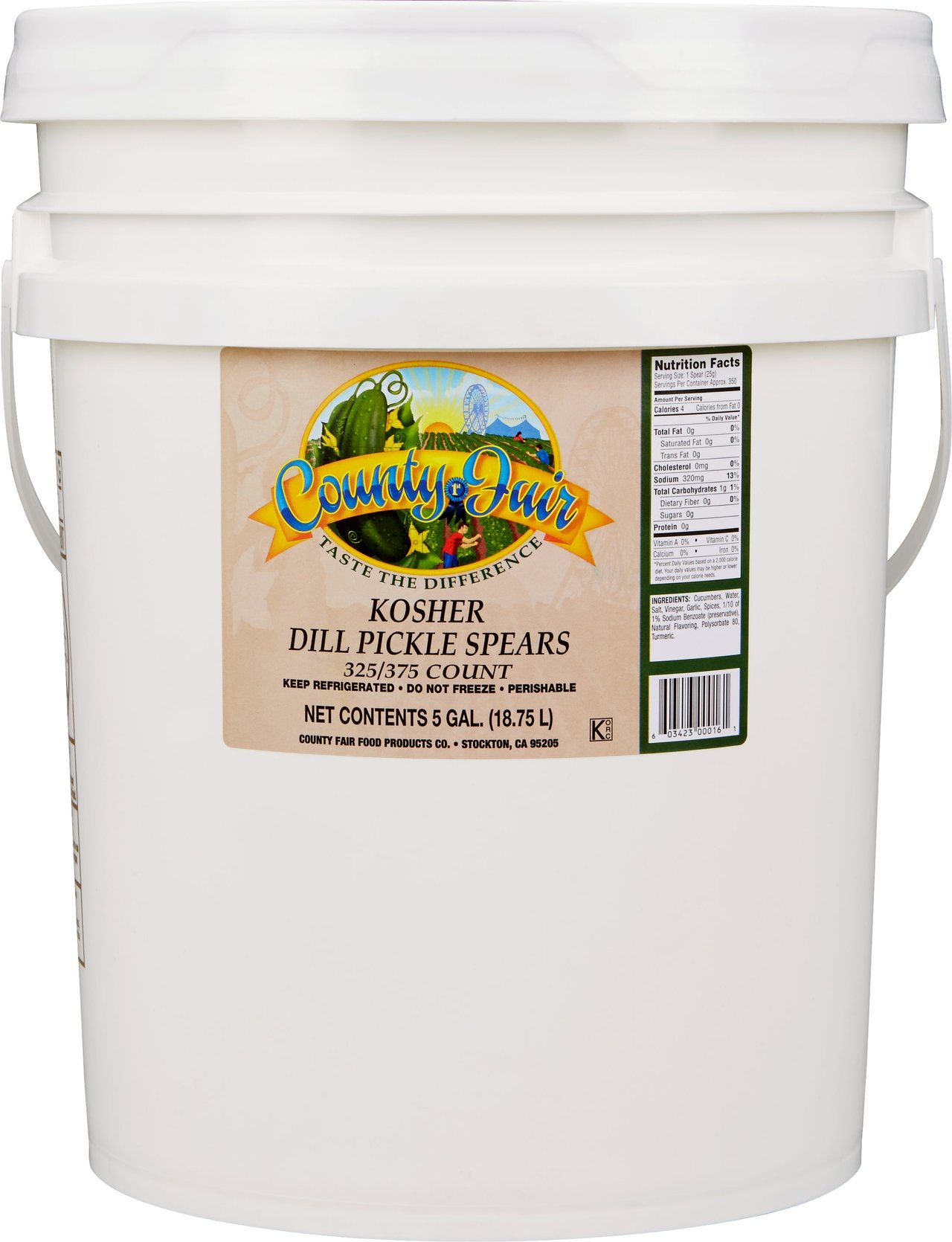 County Fair Kosher Dill Pickle Spears, 5 Gallon - Image 1
