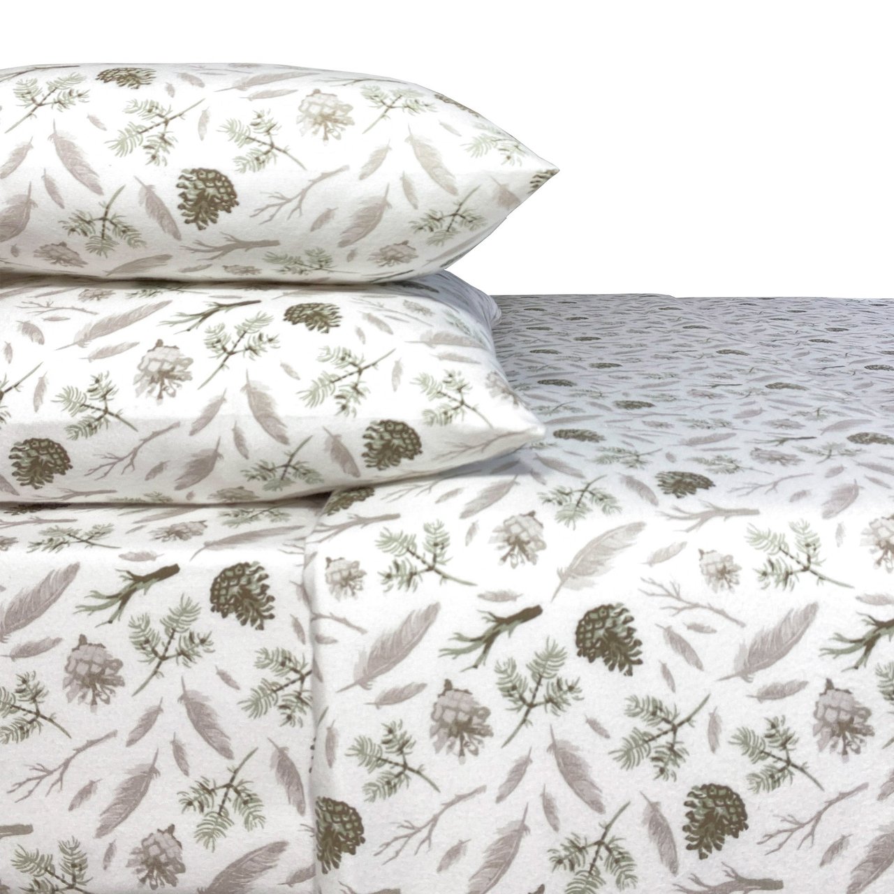 Portuguese Flannel 4-Piece California King Sheet Set - Pinecone - Image 1