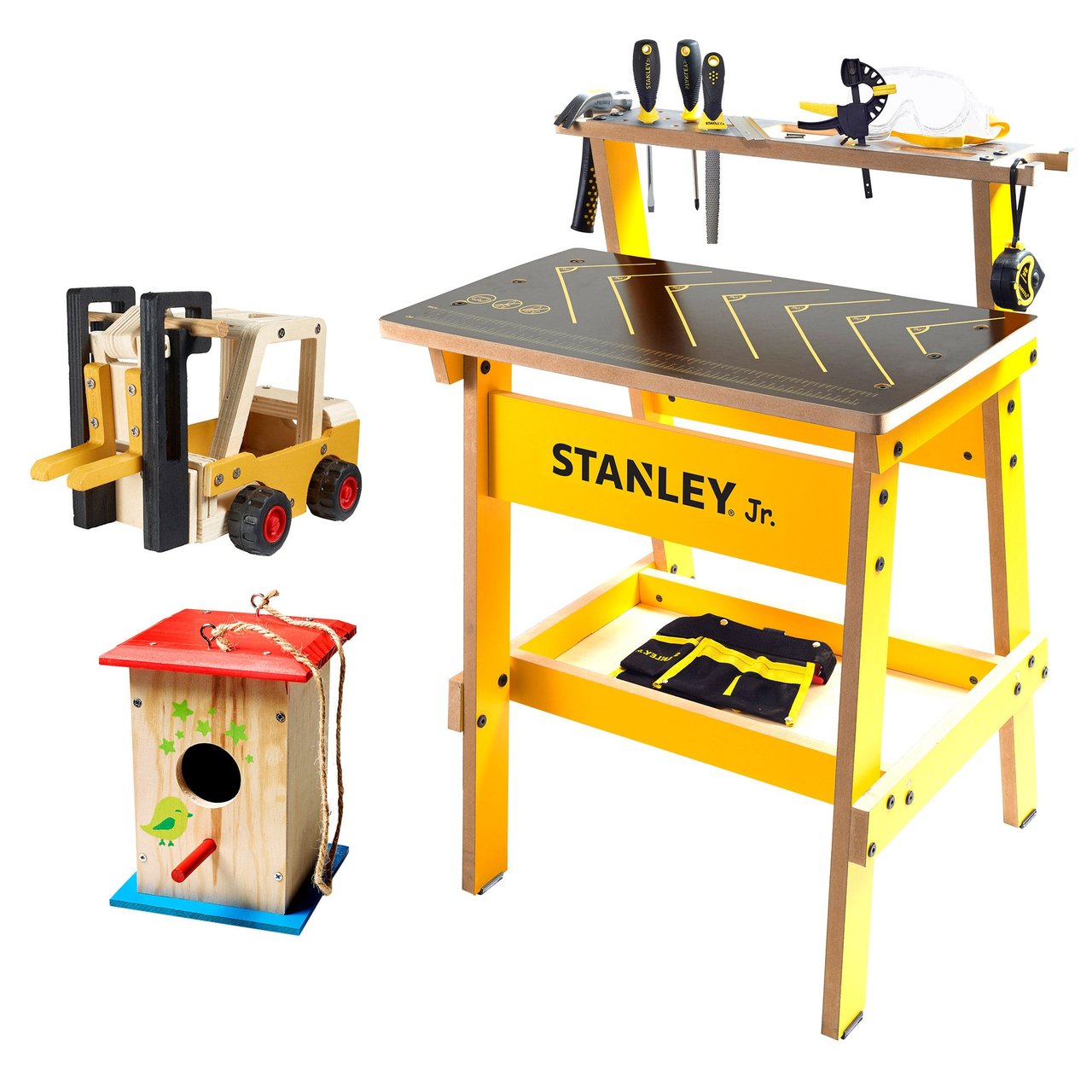 Kids Workbench Tool Set with 2 Wooden Kits - Image 1