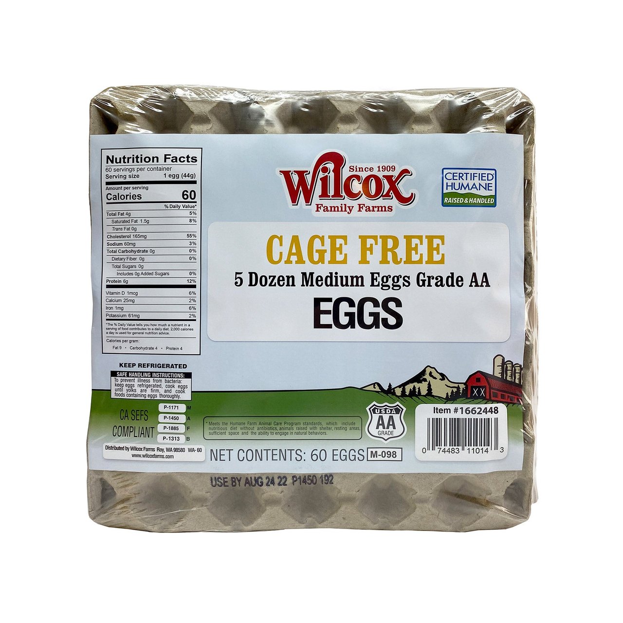 Wilcox Farms USDA Grade AA Medium Cage Free Eggs, 5 Dozen