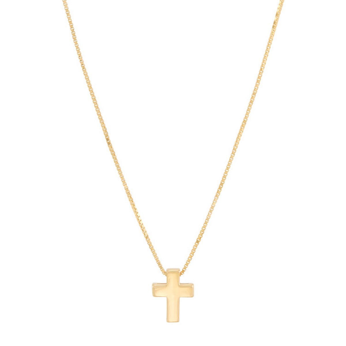14KT YELLOW GOLD POLISHED CROSS NECKLACE 18" - Image 1