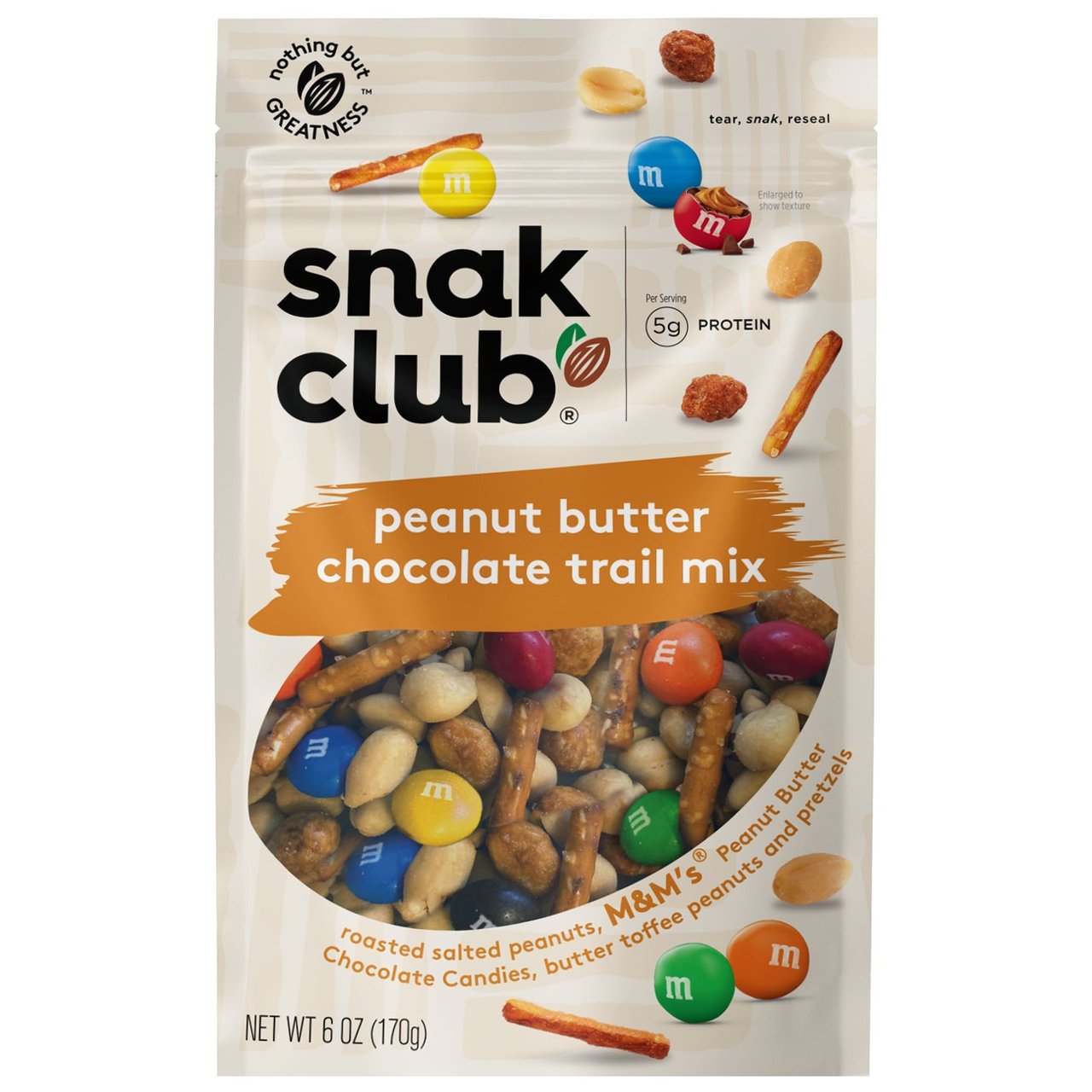 Snak Club Peanut Butter Chocolate Trail Mix, 6 oz, 6-Count