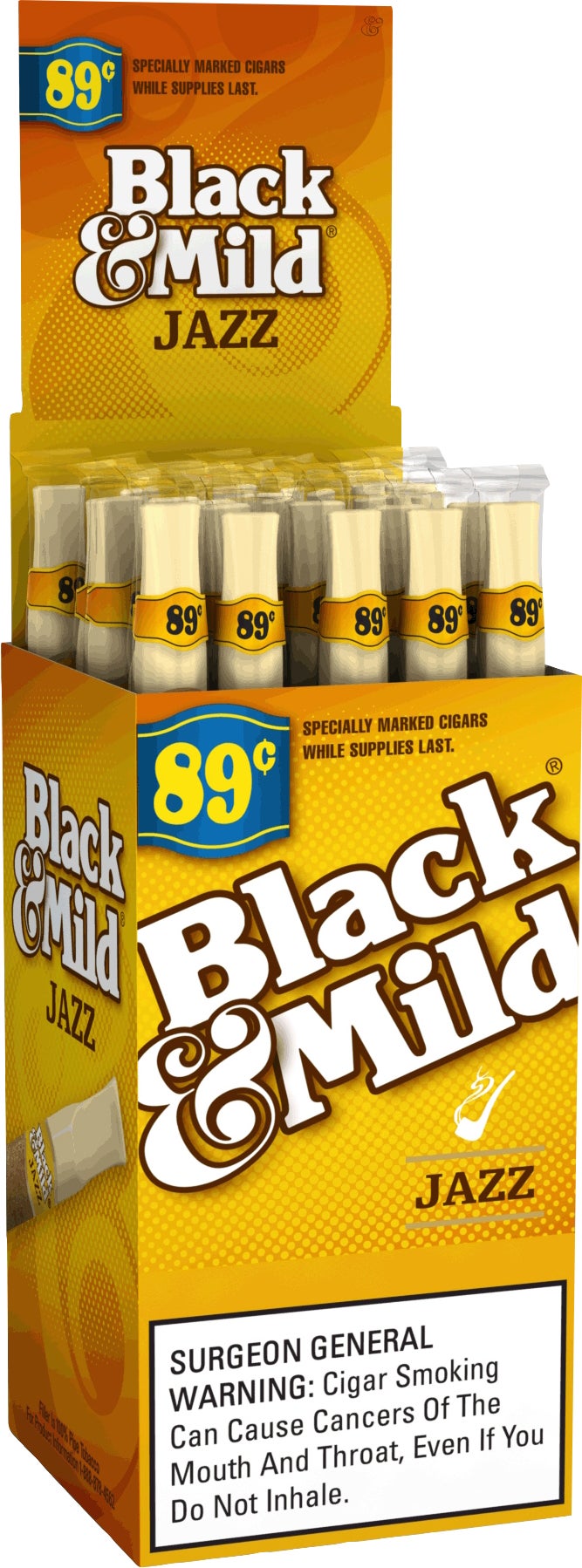 Black & Mild Jazz $0.89 Upright Single Plastic Tip Cigars, 25 CT