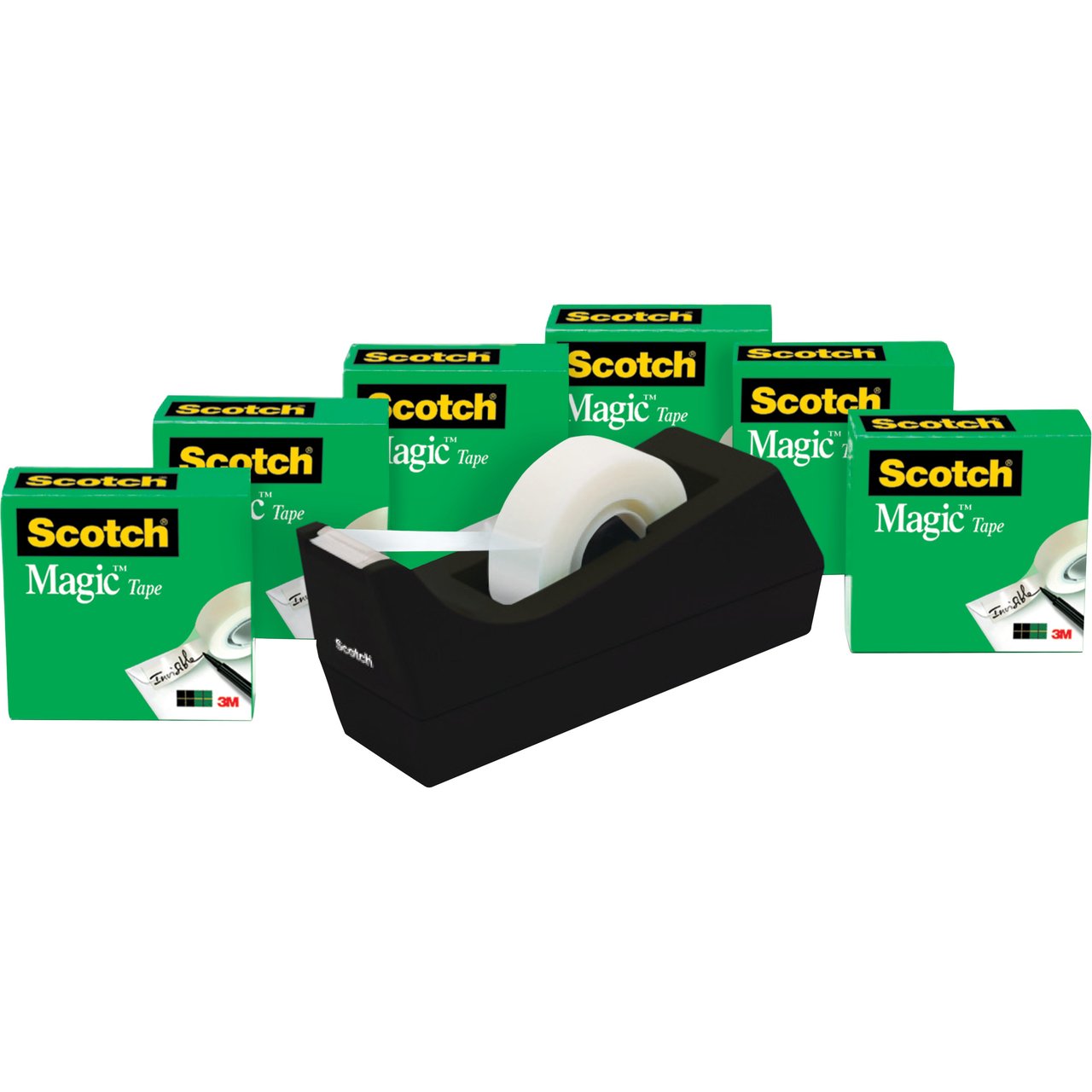 3M Scotch Magic Tape with C38 Dispenser, 0.75" x 1000", 6-Pack (MMM810K6C38)