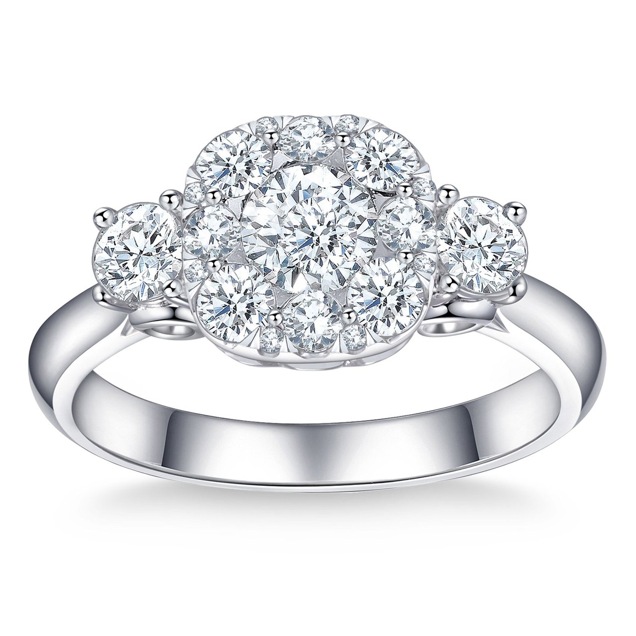 Platinum VS2 I 1.33ctw Round Diamond Ring (0.50ct Center) - Image 1