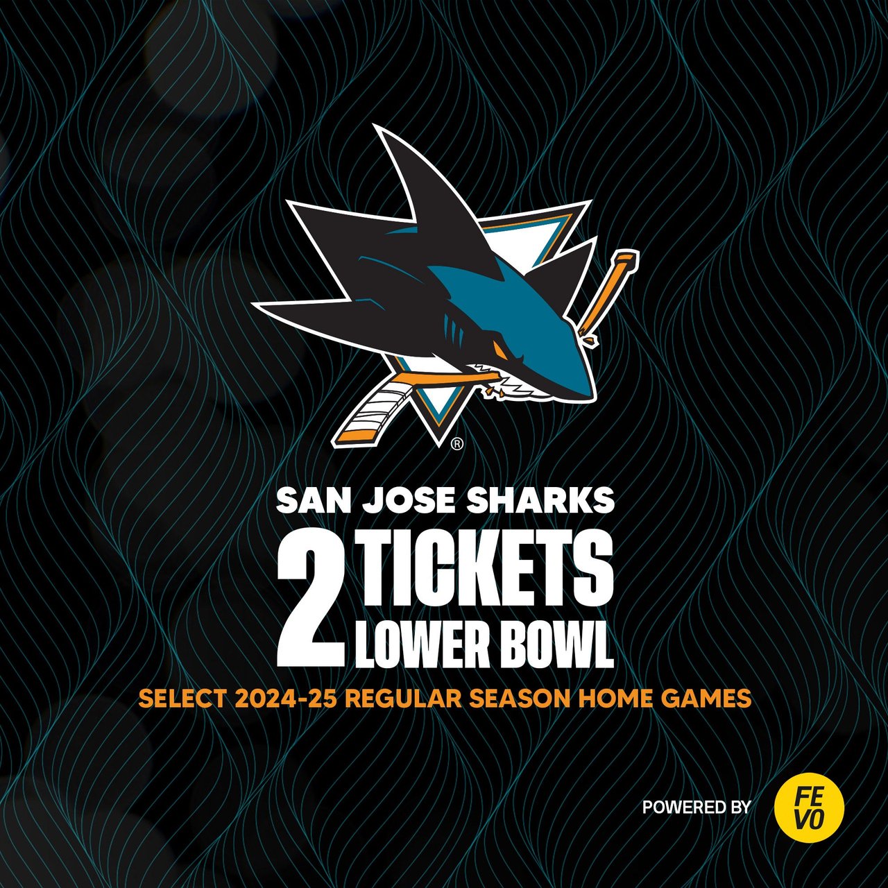 NHL San Jose Sharks - Two Lower Bowl Tickets, eVoucher