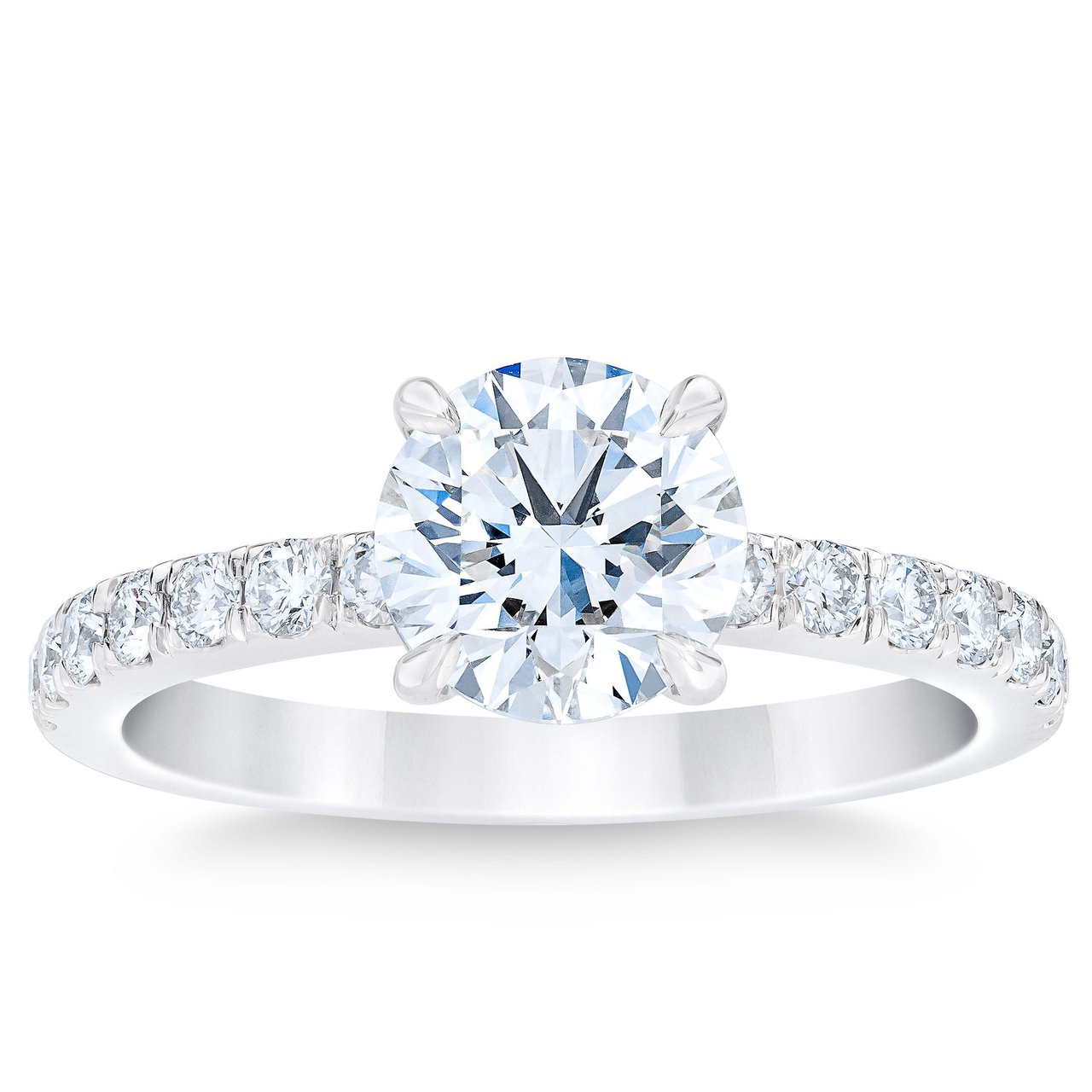 2.04 CTW Round Diamond Platinum Wedding Ring, 1.57 CT IF H Color - Image 1